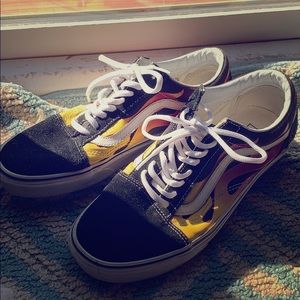 Flame Vans with brand new white laces